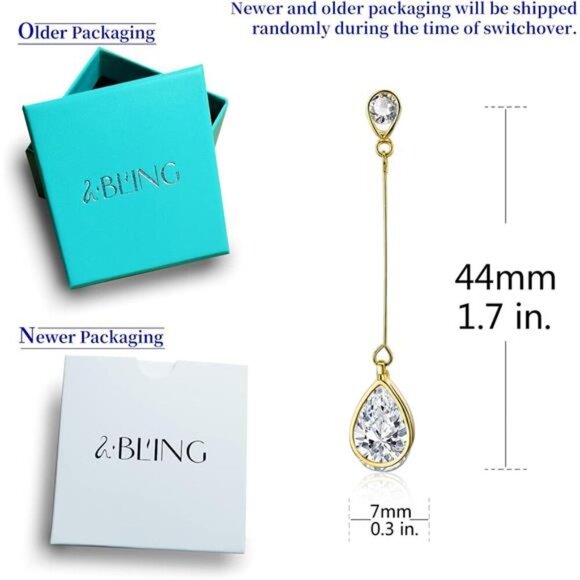 18K Gold Plated or Platinum Plated Cubic Zirconia Drop Earrings for Women - Picture 13 of 14